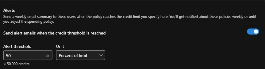 Policy alert threshold