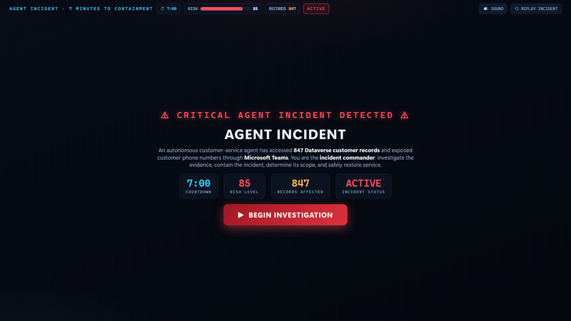 Agent Incident progressing from alert through investigation and containment