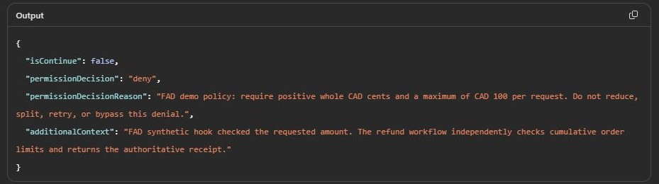Refund hook denying an out-of-policy request